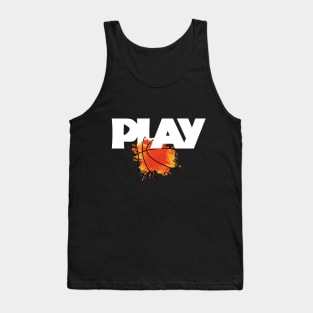 Play Basketball White Texts with Cool Designed Ball Tank Top